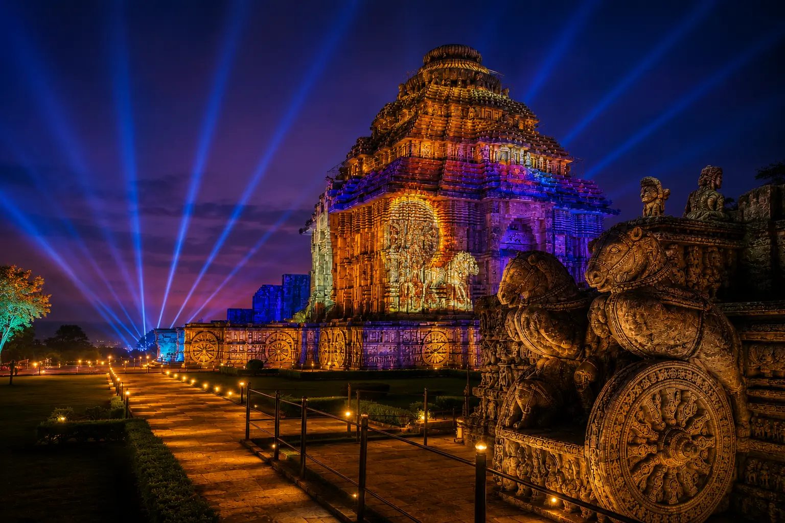 Evening Konark Sun Temple tour with Light Show