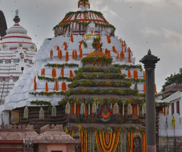 Beautifully decorated Shree Jagannath Temple in Puri during a festival