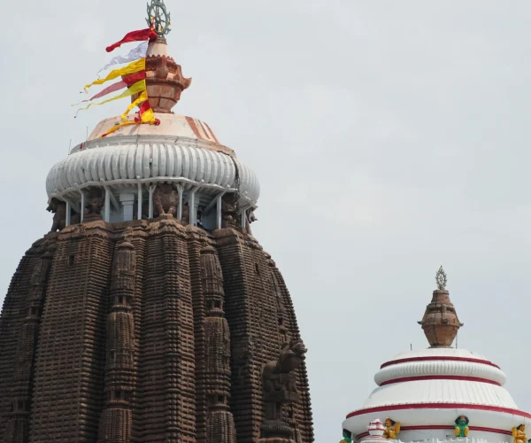 Sacred flags flying on the Puri Jagannath Temple